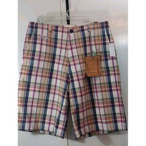 Chor NWT Mens Shorts Size 31 Plaid Chino Golf Preppy 90s Retro Eclectic Grandpa